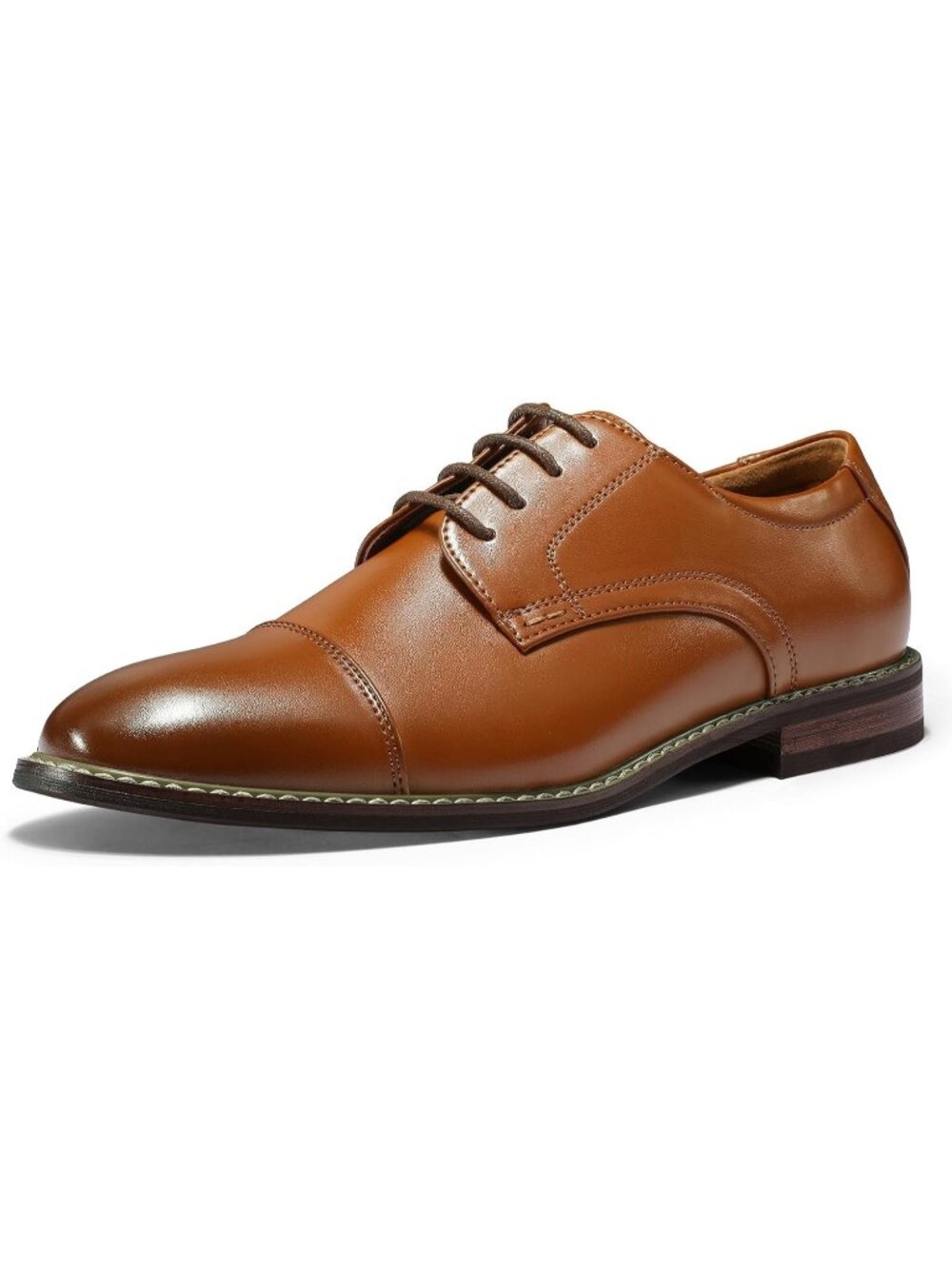 Men Brown Leather Cap Toe Durable Sole Classic Business Derby Oxford Dress Shoes